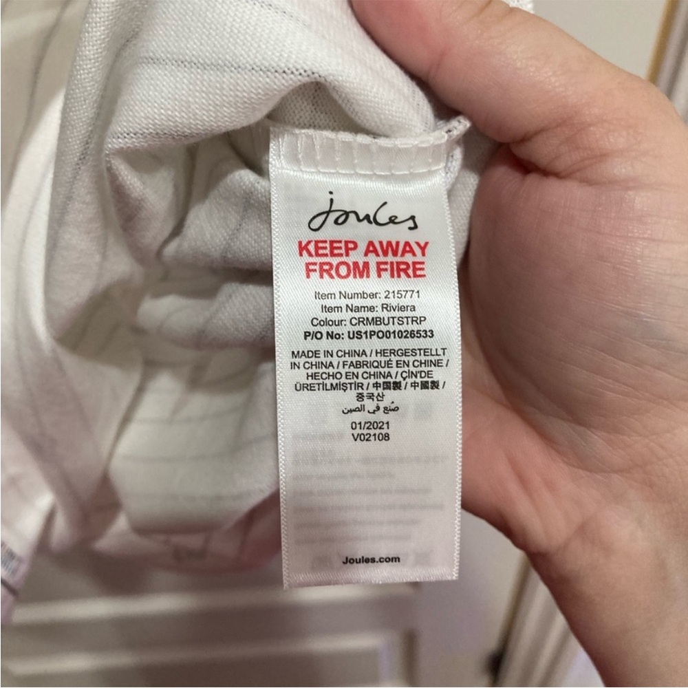 Joules Riviera Butterfly Cream and Black Stripe T-shirt Dress Size, US 10 - Picture 7 of 9
